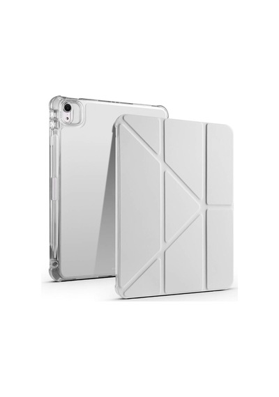 Apple İpad Air 11 2025 M3 Kılıf - Zore Tri Folding Kalem Bölmeli Standlı Kılıf, 4 Kademeli Stand, Darbe Koruyucu, Manyetik Ön Kapak Gri