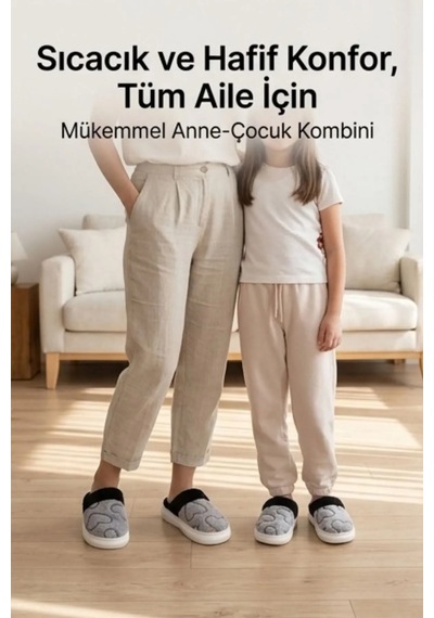 Unisex Ultra Hafif Yumuşak Peluş Kaymaz Taban Anne Çocuk Misafir Gri Kalp Desenli Ev Terliği 5808 Unisex Ultra Hafif Yumuşak Peluş Kaymaz Taban Anne Çocuk Misafir Gri Kalp Desenli Ev Terliği 5808
