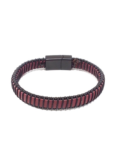 Crimson Circuit Bordo & Siyah Modern Erkek Bileklik-1384 Antrasit