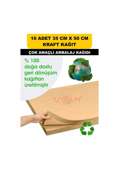 10 Adet 35cm X 50cm 100 Gr. Baskısız Kraft Kağıt, Hediye Ürün Paketleme, Oto Paspası, Çocuk Etkinlikleri