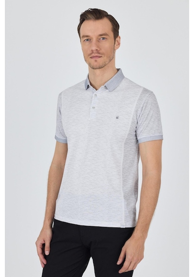 Kısa Kol Baskılı Pike Polo Yaka Cepsiz Slim Fit Tişört 1011250167 Gri