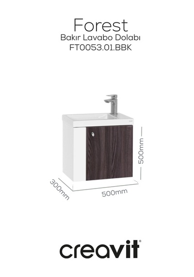 Creavit Forest Lavabo Dolabı 50 Cm Beyaz-bakır Beyaz - Bakır