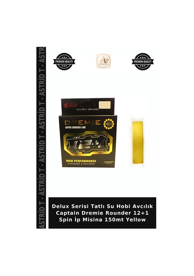 Delux Serisi Tatlı Su Hobi Avcılık Captain Dremie Rounder 12+1 Spin İp Misina 150mt Yellow 0.18 mm