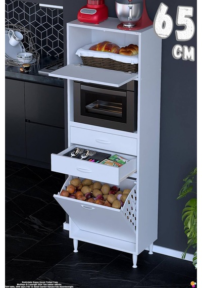 Duru 65 Cm Çok Amaçlı Fırın Dolabı Sepetli Kapaklı 2 Çekmeceli Dolap Banyo Kirli Çamaşır Dolabı Beyaz Duru 65 Cm Çok Amaçlı Fırın Dolabı Sepetli Kapaklı 2 Çekmeceli Dolap Banyo Kirli Çamaşır Dolabı Beyaz