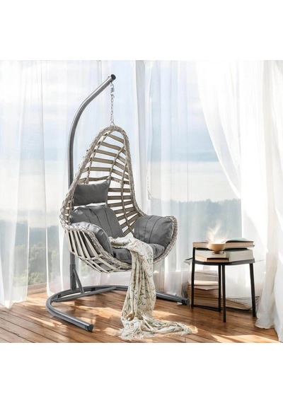 Capri Swing Milas Tekli Rattan Bahçe Salıncağı Balkon Salıncağı Cappuccino