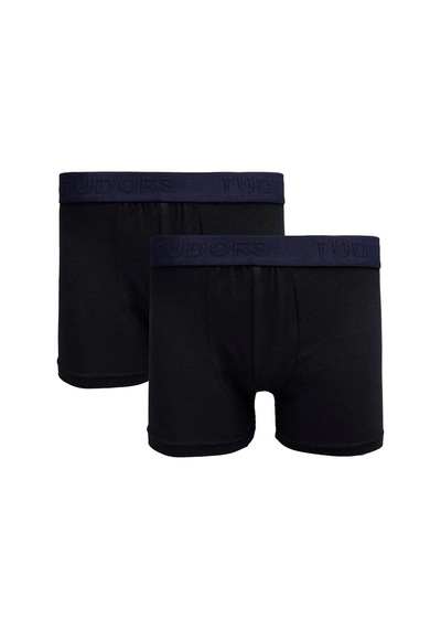 Tudors Erkek 2'li Pamuklu Likralı Esnek Kumaş Lacivert Boxer-26343 Multi