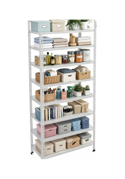 9 Katlı Galvaniz Çelik Raf - Depo, Arşiv, Kiler, Dosya, Market Rafı 43x93 Cm-250 Cm-0.70 Mm Gri