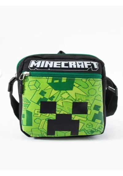 Trg Polo Mineecraft Creeper Çocuk Omuz Çantası 3 Bölmeli Su Geçirmez Kumaş 21 16 6 Cm Siyah - Yeşil