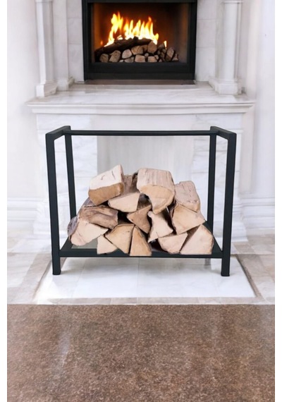 Short Lignum Dekoratif Metal Odunluk Şömine Odun Sehpası 40cm