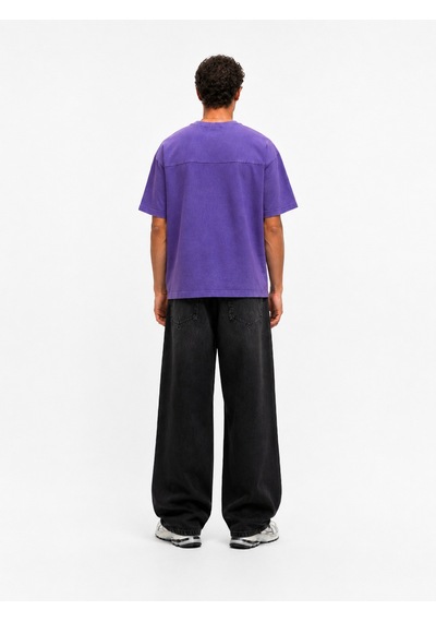 Respire Erkek 22 Nakışlı Yıkamalı Oversize T-shirt Mor