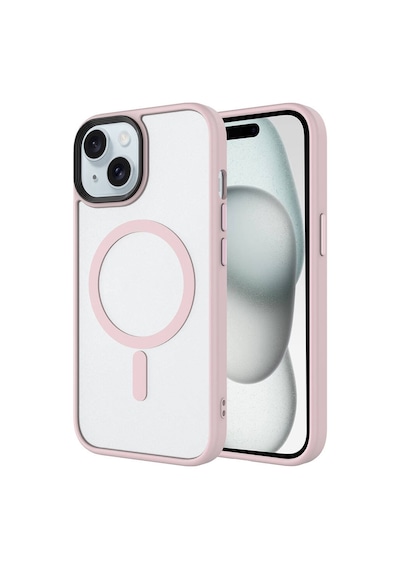 Zore İphone 14 Kılıf Mat Arka Yüzey Wireless Şarj Özellikli Ogaa Flet Magsafe Kapak - Pembe