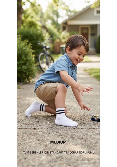Km Collections 6'lı Çocuk Tenis Çorabı Beyaz
