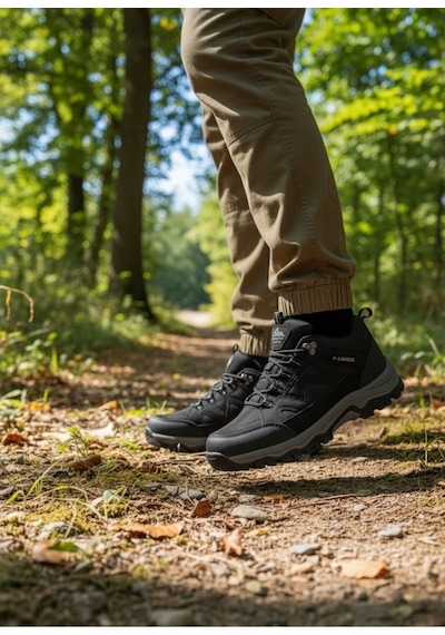 Erkek Siyah Gümüş Trekking Kısa Bot Outdoor Ortopedik Ayakkabı 405 Siyah - Gümüş