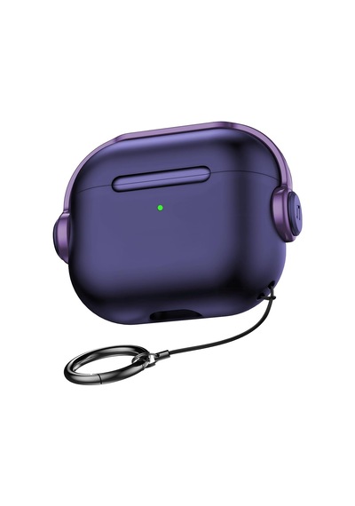 Airpods 3 Djpods Sert Malzemeli Kilitli Kapak Askı Aparatlı Airpods 3 Uyumlu Kılıf Mor - Mor