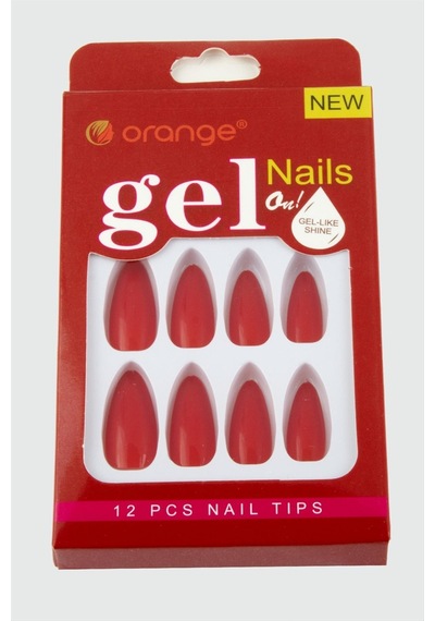 Hnrlıshp Orange Yapıştırıcılı Jel Takma Tırnak-kırmızı