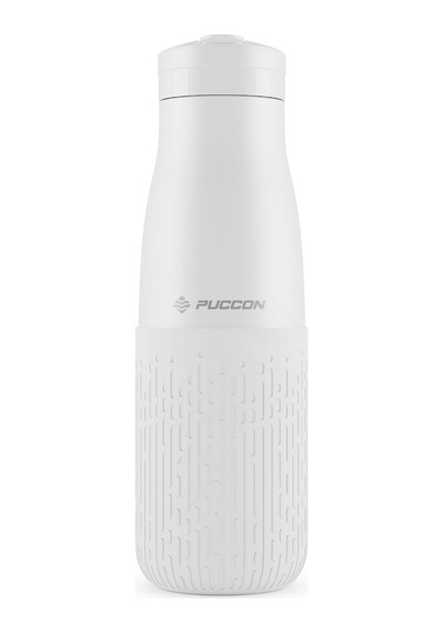 Puccon Pipetli 500 Ml Beyaz Paslanmaz Çelik Matara/suluk - Silikon Gövde Yağmur - 50013