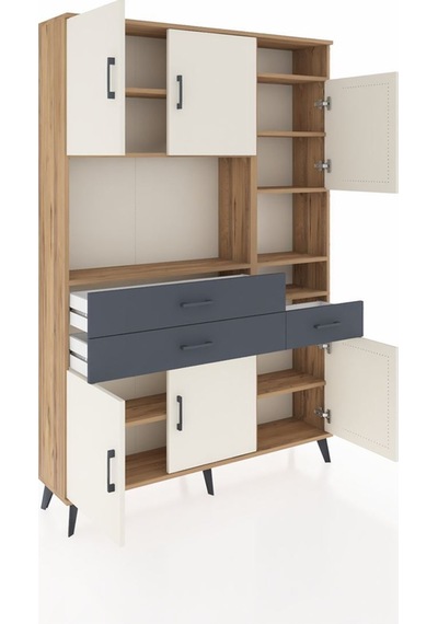 Arges Dolap 10 Raflı 3 Çekmeceli 6 Kapaklı 132x30x195 Çam-aytaşı/antrasit Aytası/antrasıt Arges Dolap 10 Raflı 3 Çekmeceli 6 Kapaklı 132x30x195 Çam-aytaşı/antrasit Aytası/antrasıt