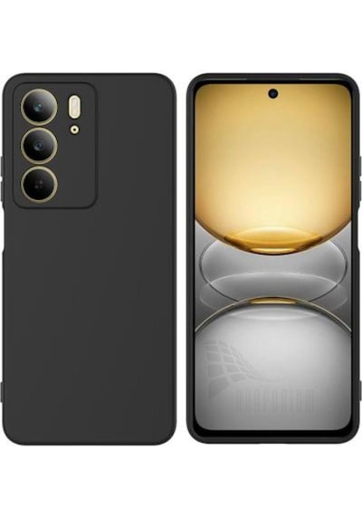 Realme C75 Uyumlu Silikon Kılıf - Kamera Korumalı Esnek Pastel Renk Kapak - Siyah