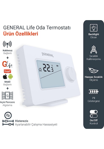 General GAIA Ht250 RF Smart Kablosuz Akıllı Oda Termostatı