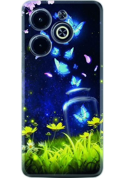 Infinix Uyumlu Hot 40i Kılıf Resimli Desenli Baskılı Silikon Flowers Fox 1309
