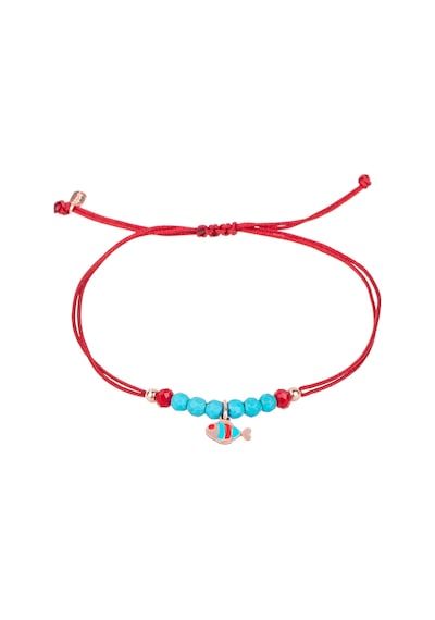 Gümüş Balık Motifli Taşlı Makrome Bileklik - B078801