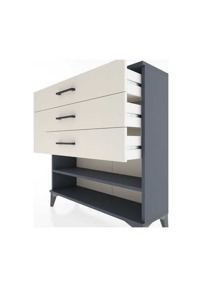 Arges Şifonyer Tek Raflı 3 Çekmeceli 88x30x96 Antrasit-aytaşı Antrasit