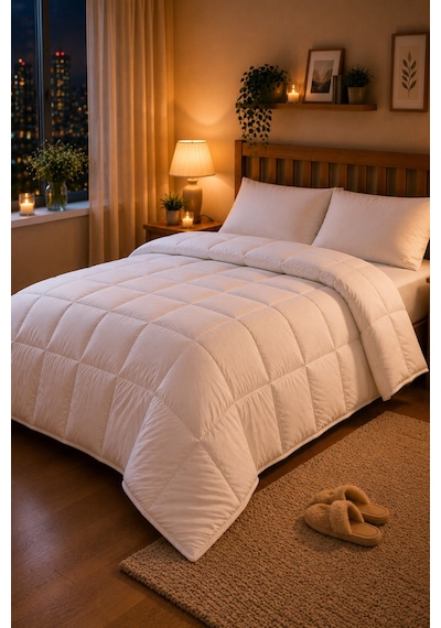 Luxesleep Çift Kişilik Microfiber Yorgan Sıcacık Ultra Yumuşak Kuş Tüyü Hissi Beyaz