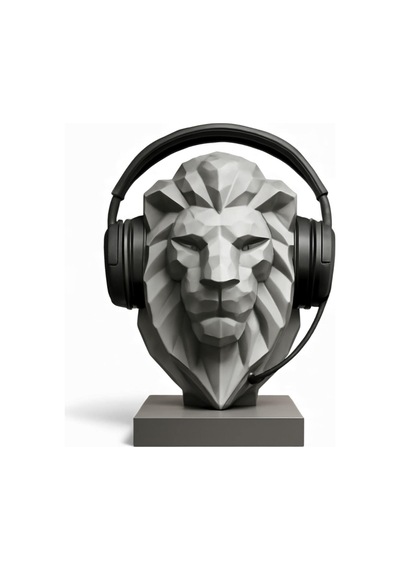 Happy3dworld Aslan Büstü Kulaklık Standı, 3d Baskı Low Poly Geometrik Dekor