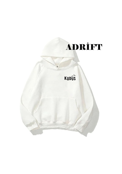 Tarzsokak Unisex Kudüssweatshirt Hoodie Kapşonlu Beyaz