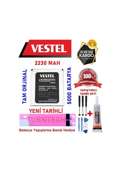 Vestel Uyumlu Venüs 5000 Pil Batarya 2230 Mah Yenitarih Ebatında
