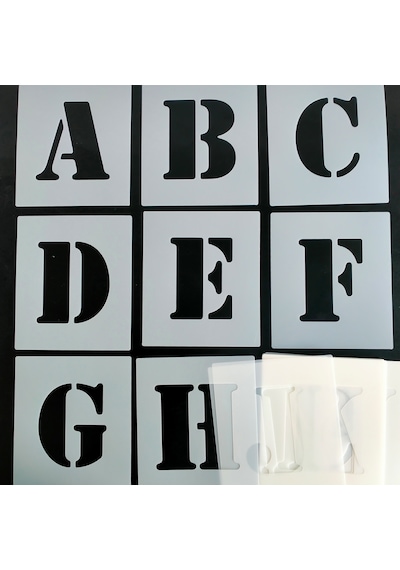Stencil Harf Boyama Şablonu X018 Harf Yüksekliği 15 Cm