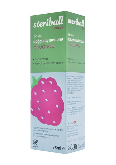Steriball Doğal Diş Macunu Florürsüz 75 Ml - Ahududu Florür İçermez, Hidroksiapatit İle Tam Koruma, Vegan