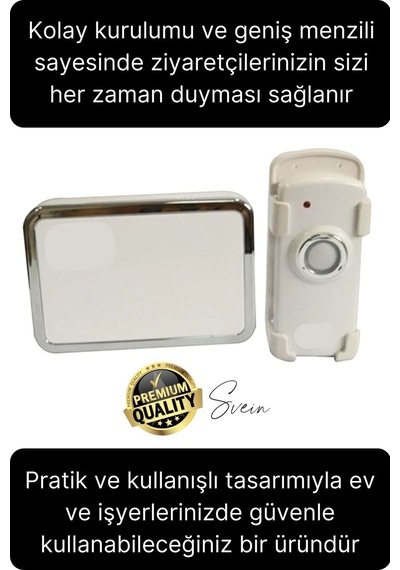 Premium Kablosuz Uzaktan Kumandalı Yüksek Sesli Uzun Mesafe Menzil Kapı Zili Ev Ofis Dükkan 50 Metre