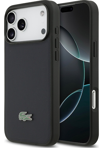 Apple Uyumlu iPhone 17 Pro Max Kılıf Lacoste Lisanslı M-safe Özellikli Pu Pike Desen Metal Logolu Kapak Lacivert