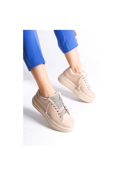 Mevese Luna Sim Detaylı Bağcıklı Kadın Günlük Sneaker Ayakkabı - Ten