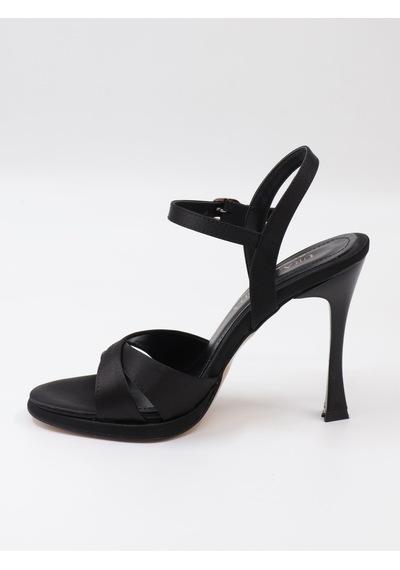 Nesilshoes Nesil Shoes Uraz 700 Siyah Saten Topuklu Kadın Sandalet