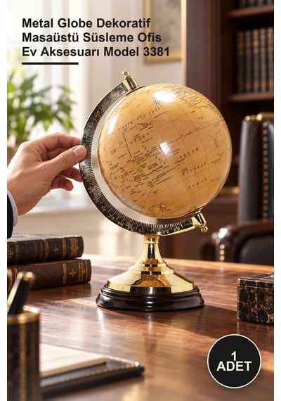 1 Adet Pirinç Dünya Küre Metal Globe Dekoratif Masaüstü Süsleme Ofis Ev Aksesuarı Model 3381