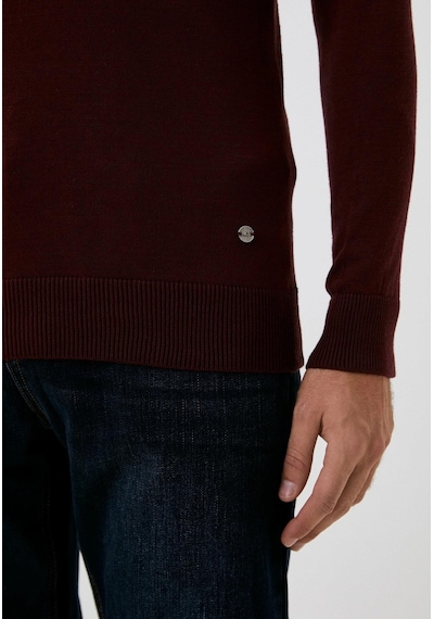 Erkek Tam Balıkçı Boğazlı Triko Bordo Slim Fit Pamuklu Sık Örme Kazak Ncs Jeans 3003-bordo Bordo
