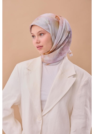 Silk Home Olinda İpek Eşarp 47004-02 Gri, Taba, Lila, Yeşil