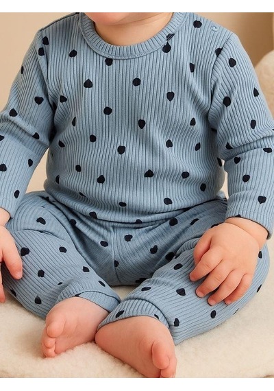 Zekids Kız Bebek Pamuklu Alt Üst Eşofman Takımı-16294 Mavi
