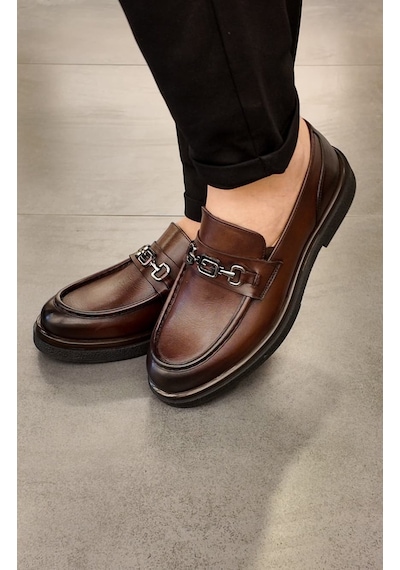 Msport Premium 4832 Loafer Hakiki Deri Erkek Ayakkabı Kahverengi
