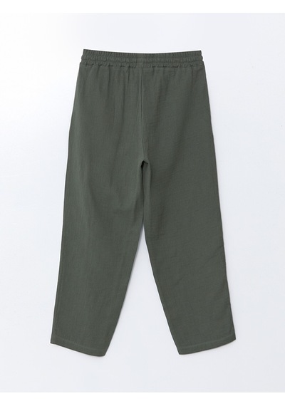 Lcw Modest Haki Beli Lastikli Düz Müslin Kadın Pantolon