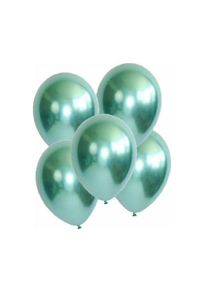 5 Ad Yeşil Renkli Parlak Krom Metalik Aynalı Balon