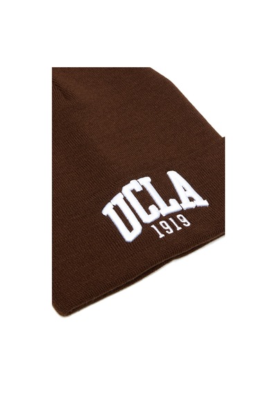 Ucla Lanıta Kahve Bere Nakışlı - Unisex Bere Kahve