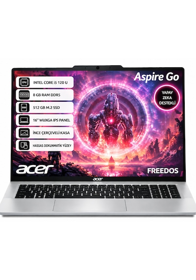 Acer Aspire GO AG16-71P NX.JT2EY.001 Core İ5 120U 8 GB 512 GB SSD 16" Free Dos Dizüstü Bilgisayar