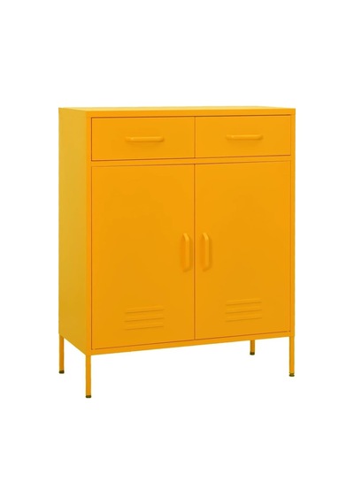 Tr Çelik Saklama Dolabı, Hardal Sarısı, 80 X 35 X 101,5 Cm, Ayarlanabilir Raflı Ve Rulmanlı Çekmeceli Metal Raf, Genel