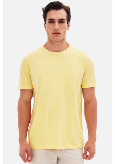 Twn Slim Fit Işın Çiçeği Düz Kabartma Baskılı T-shirt 4ec148551753m Işın Çiçeği