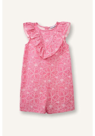 Defacto Kız Bebek Floral Keten Tulum H6017a526smpn206 Pembe-pn206