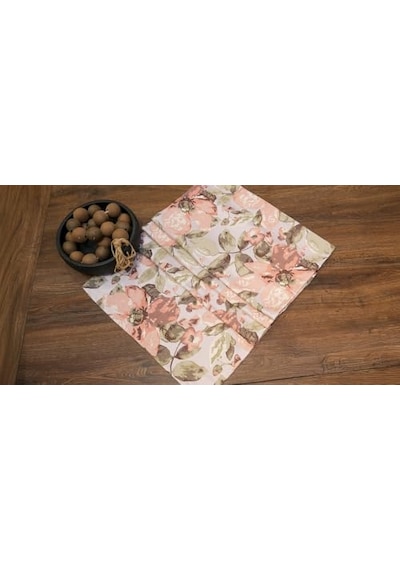 Dekoratif Runner 45x140 Cm Pembe Çiçekli Desenli Çok Renkli