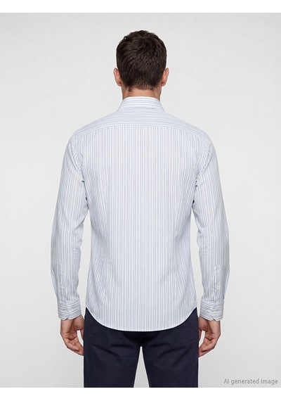 Lcw Busıness Mavi Slim Fit Çizgili Erkek Gömlek